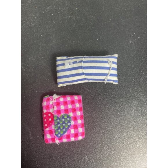 Mini Handmade Fabric Doll House Pillows With Striped & Checkered Patterns - Picture 2 of 3
